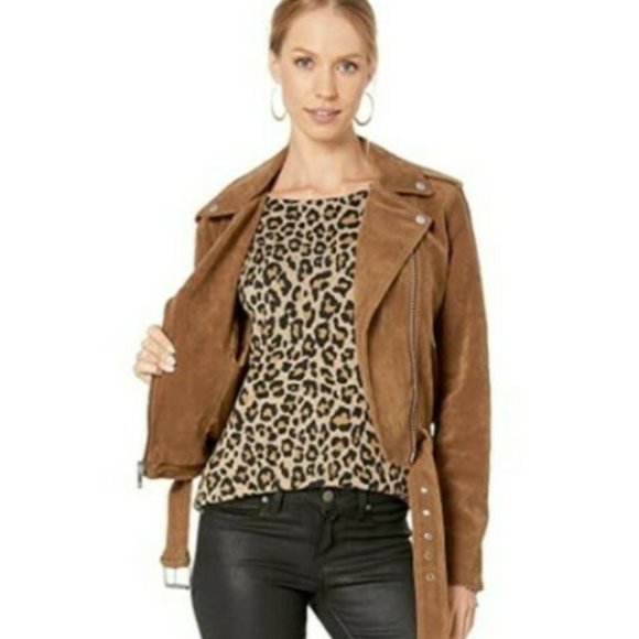 NWT Levi's Women's size 3X Faux Suede Belted Asymmetrical Moto Jacket Cognac Tan - Picture 2 of 10